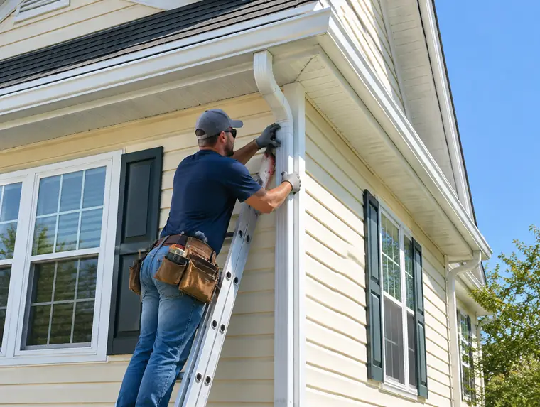 Gutter & Downspout Installation work on a home