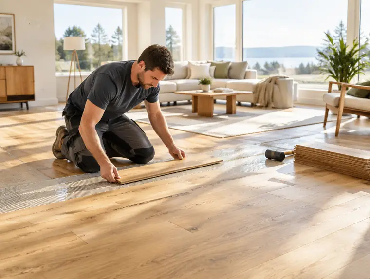 Hardwood Floor Installation work on a home