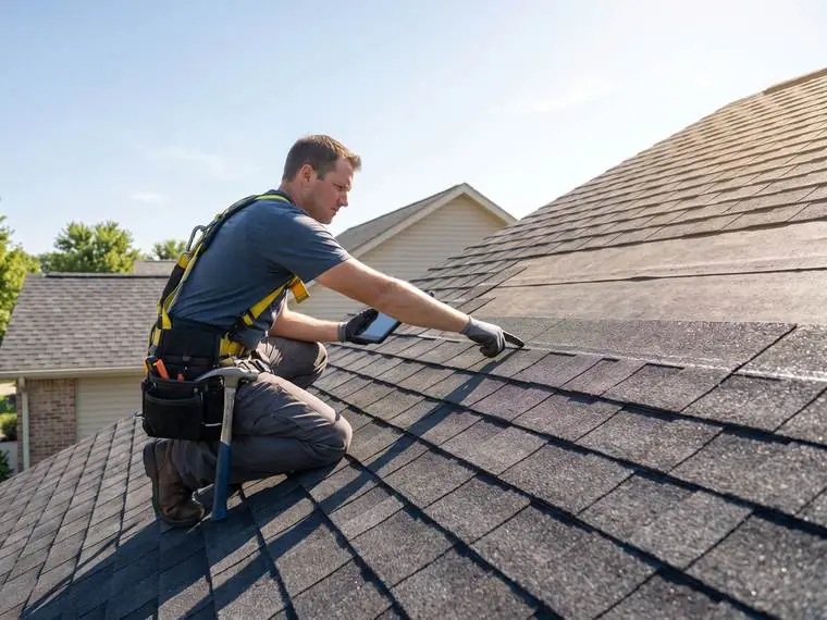 Roofing work on a home